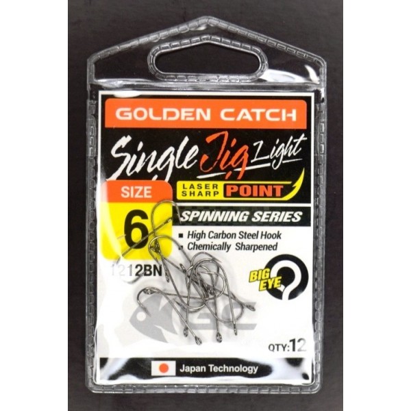 Гачки для лову риби, GC Single Jig Light 1212, 12шт/уп, колір BN, №6